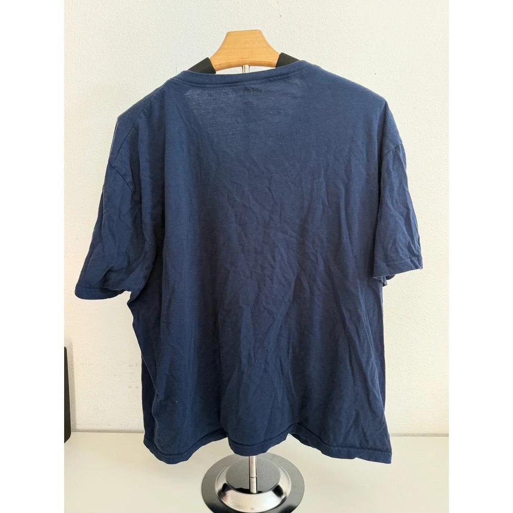 True Religion Mens Navy Blue V-Neck Cotton T-Shirt Horseshoe Logo XL Extra Large